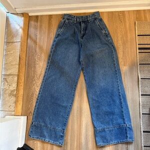 Habitual high rise pleated wide leg Classic Blue Denim Jeans